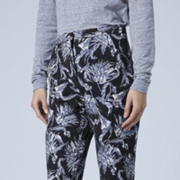 UNIQUE by Topshop Artichoke Tailored Trousers Pants NEW Black Blue NWT Women's 6 - Picture 2 of 16